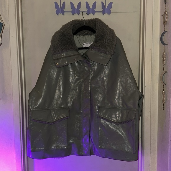 ASOS design curve faux leather jacket with teddy lining - Picture 6 of 12